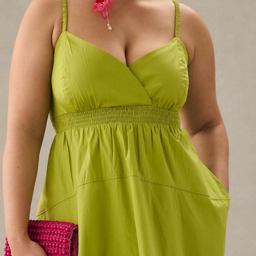 Summer Apple Green midi dress.  Feature all dynamic points on our figure
